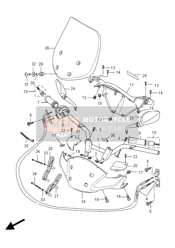 Yamaha VP250 X-CITY 2012 Stuurhandvat & Kabel voor een 2012 Yamaha VP250 X-CITY